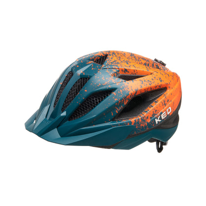KED Street Jr Pro Kinderhelm in Petrol-Orange matt, Schrägansicht