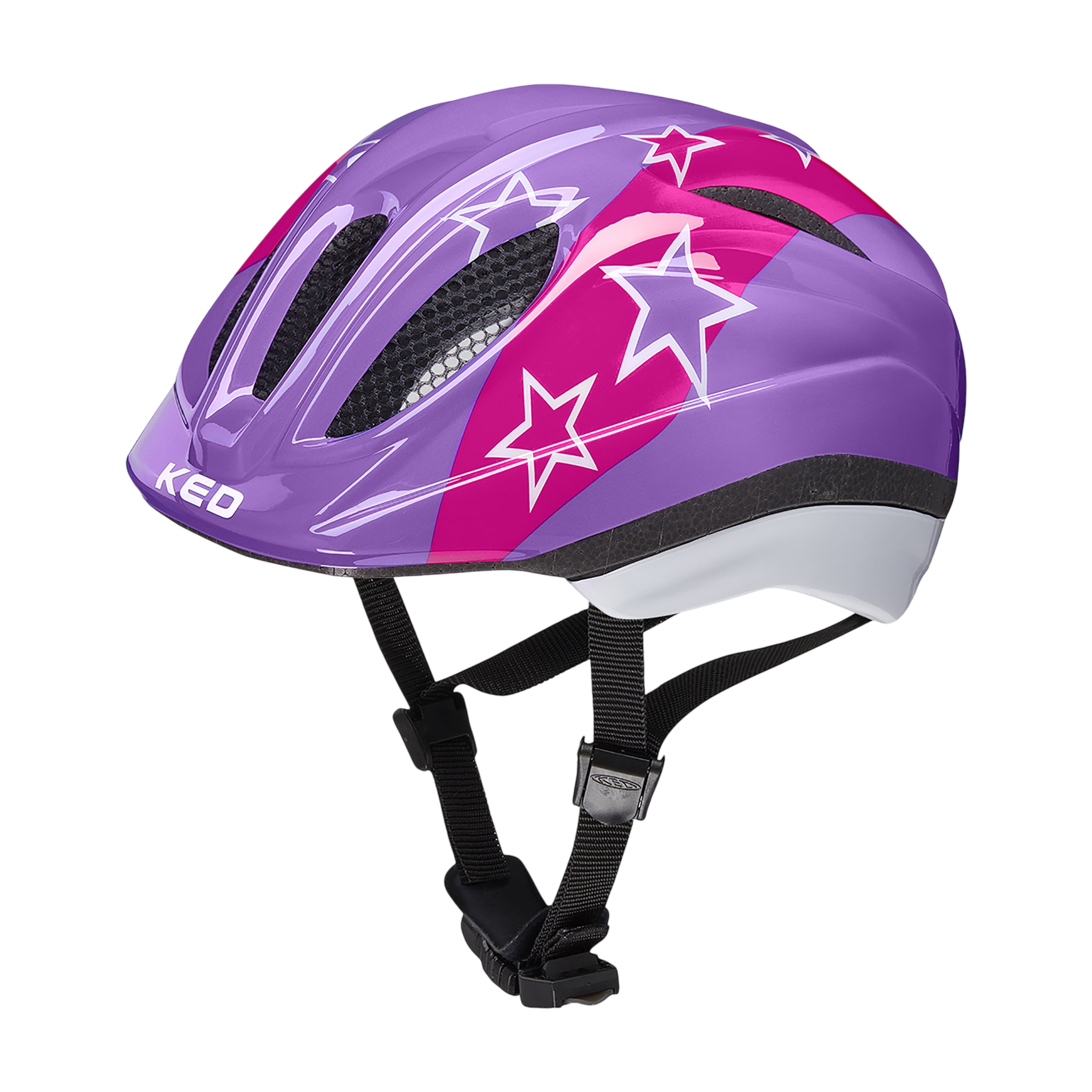 KED Meggy II Kinderfahrradhelm Größe S (46-51 Cm) - Mit QUICKSAFE® Blinklichtern, Grün Mit Sternen